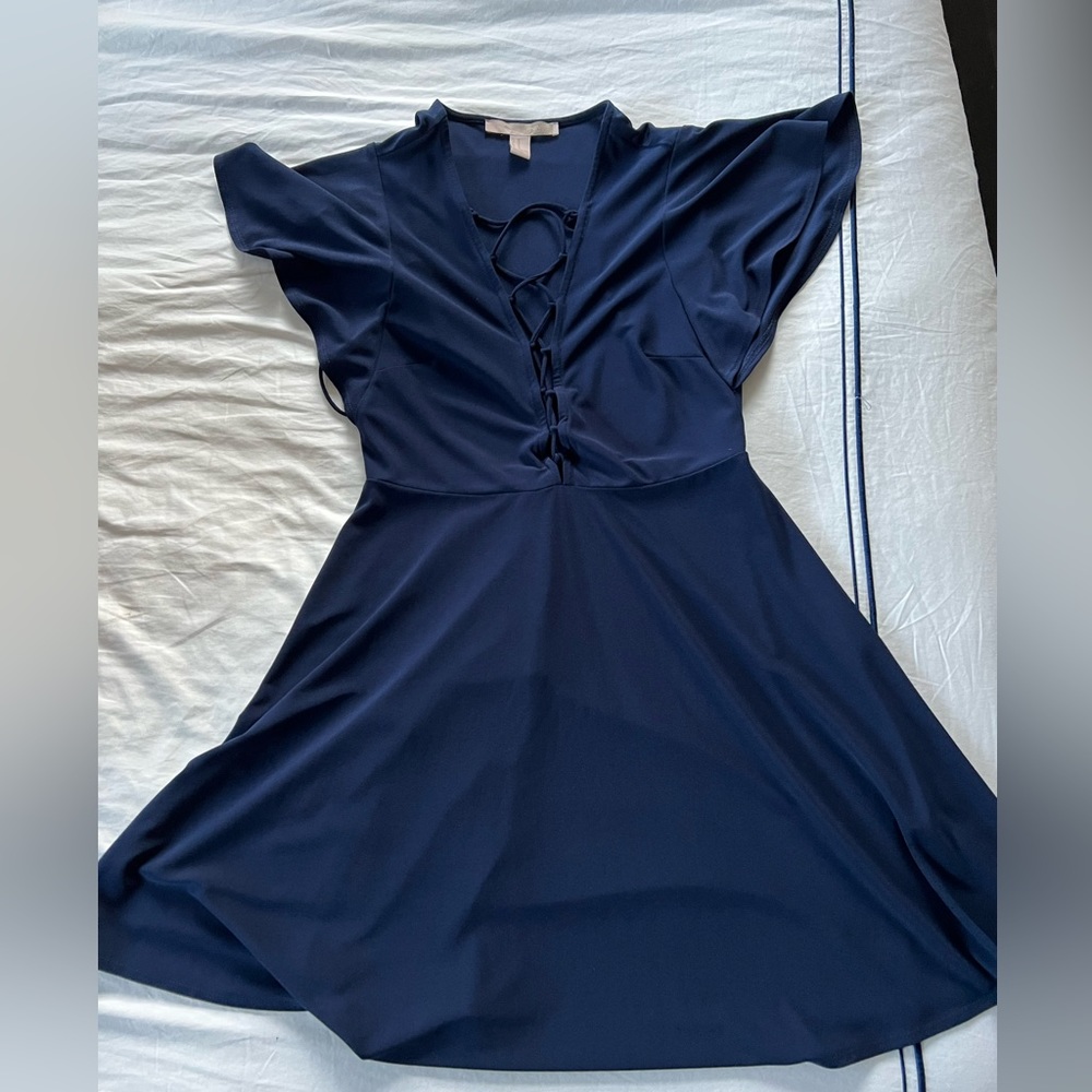 Sexy tie bust baby mini dress with sleeves